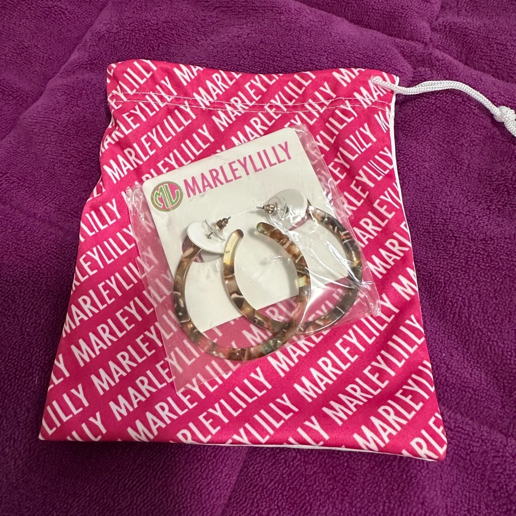 Marleylilly Gold And Resin Tortoise Shell Hoop Earrings Nwt